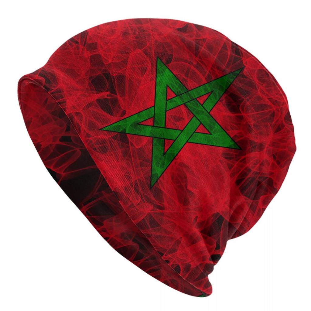 Moroccan Flag Bonnet Hats Autumn Winter Outdoor Skullies Beanies Hats Morocco for Unisex Women Summer Thermal Elastic Caps