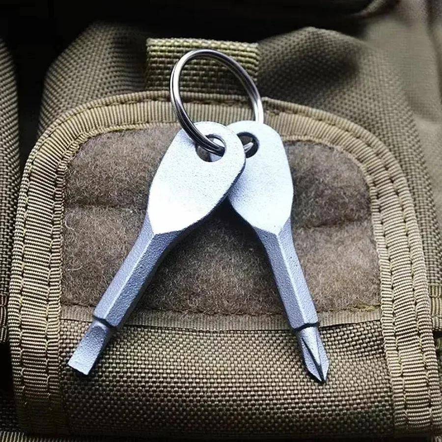 New Camping Portable Mini Screwdriver Outdoor EDC Small Tools Cross and Square Combination Emer
