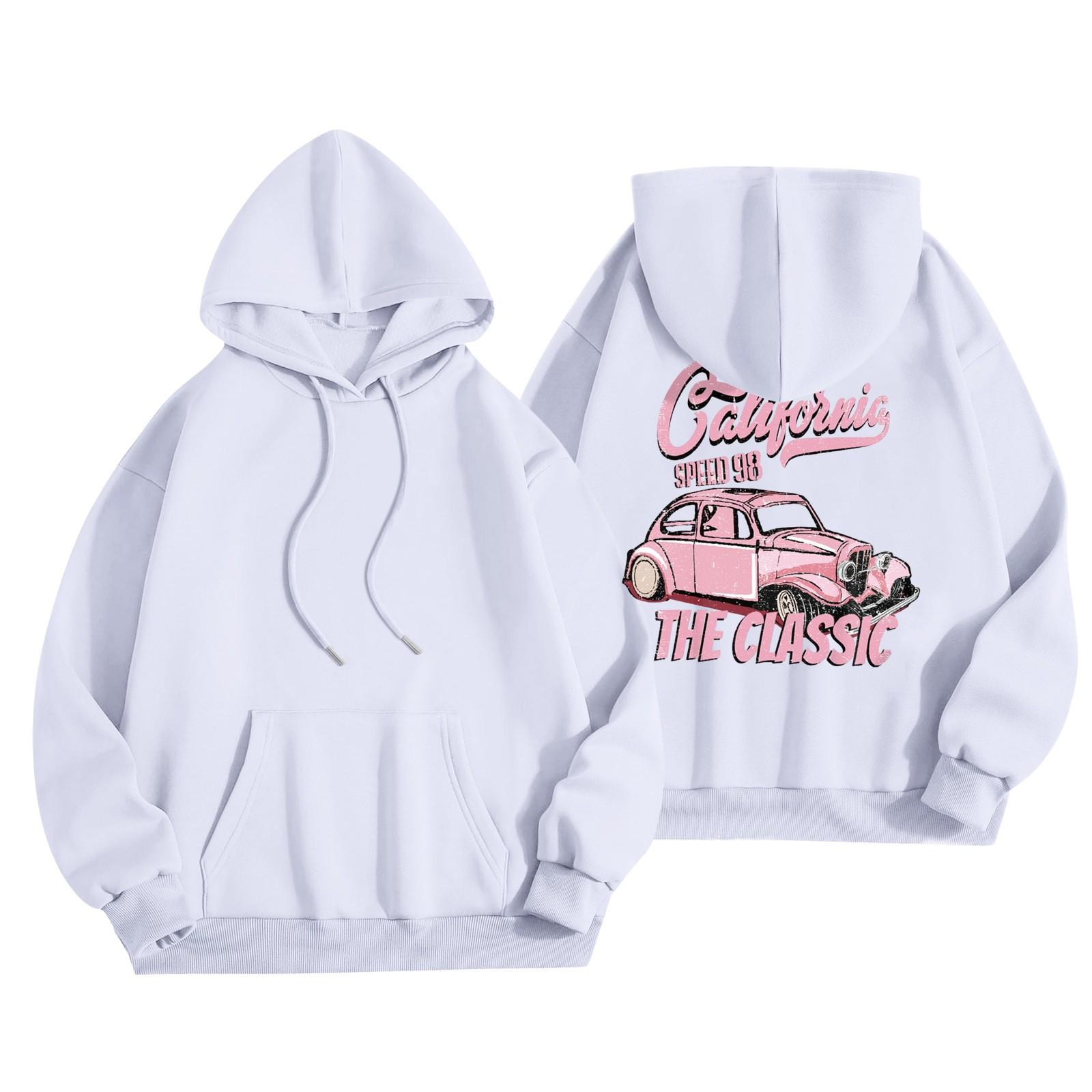 

Женская модная повседневная универсальная повседневная толстовка с капюшоном, повседневная толстовка с длинными рукавами и нашивками сверху M белый