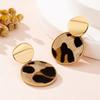 A Pair of Women's Earrings, Leopard Print Geometric Discs, Fashionable Autumn and Winter Earrings, Suitable for Daily Wear