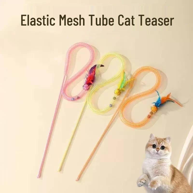 Plush Feather Cat Teaser Stick with Bell - Stress Relief and Fun Self-Entertainment Toy