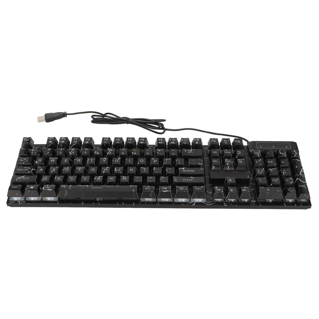 Wired Mechanical Gaming Keyboard 104 Keys Colorful Light Suspended Keycaps Comfortable Touch USB