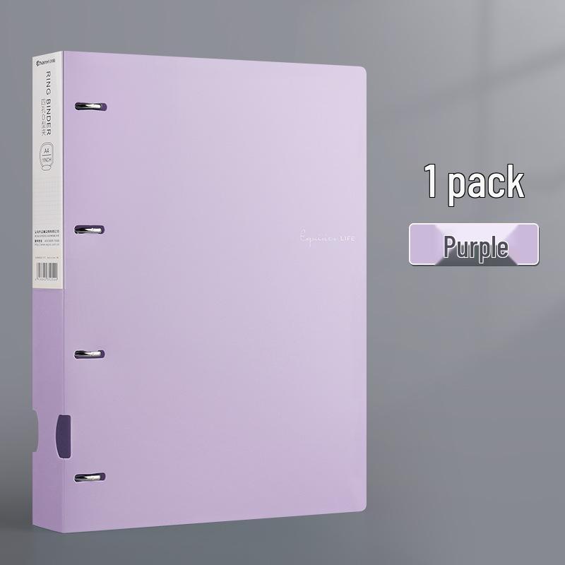 

Новая папка-регистратор А4 на 4 кольца для хранения офисных документов и контрольных работ с быстросъемным D-образным перфорированным зажимом фиолетовый