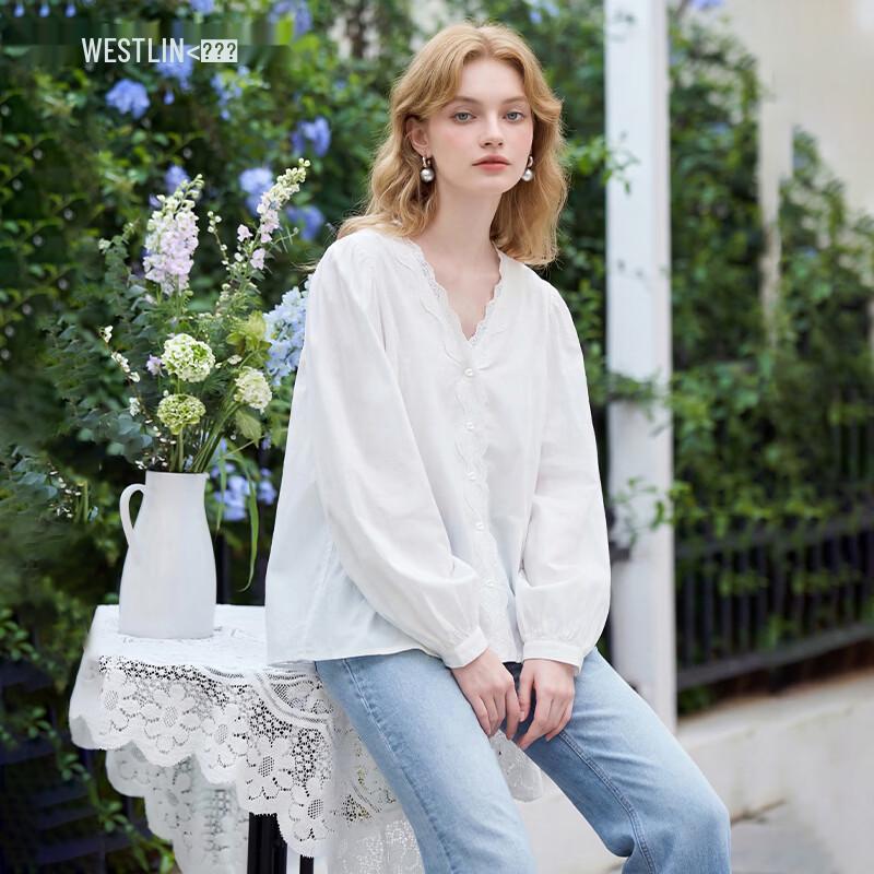 Westlink French Style V-Neck Blouse M