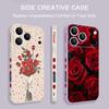 Étui Cordon Motif Fleurs Roses Rouges Pour iPhone 17 Pro Max Funda iPhone 16 15 14 13 Pro Max 11 16E 17E Coque Souple en Silicone