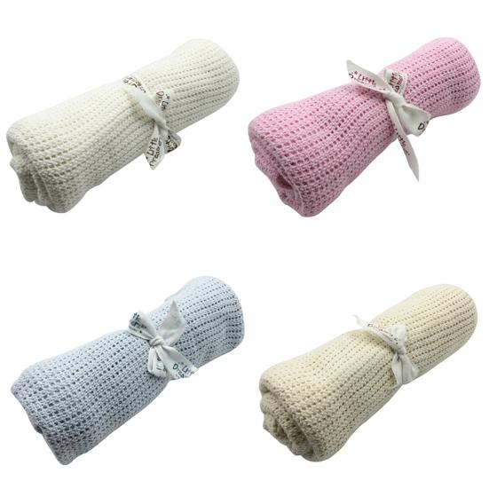 Baby Newborn Soft Warm Cotton Solid Color Knitted Crochet Rectangle Blankets