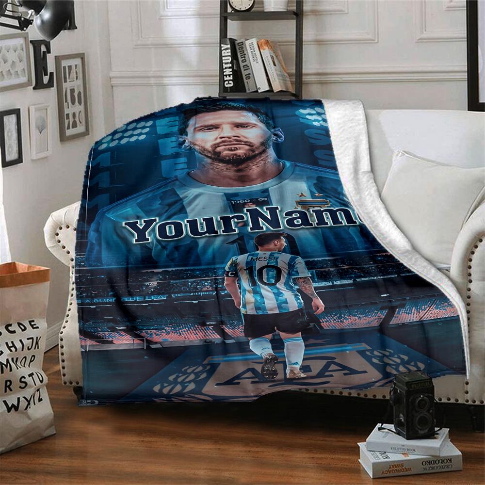Messi Customize Your Name Blanket Throw Customizable Blanket Comfortable Perfect for Couch Office Chair Chair Livingroom Four Seasons Multipurpose