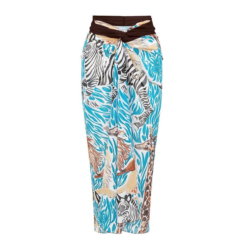 European and American swimwear blue animal print one-piece swimsuit women s beach suit free size