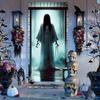 1pc 2D Door Flag  Halloween Welcome Door Flag - Evil Spirit White Dress Doll with Luminous Eyes