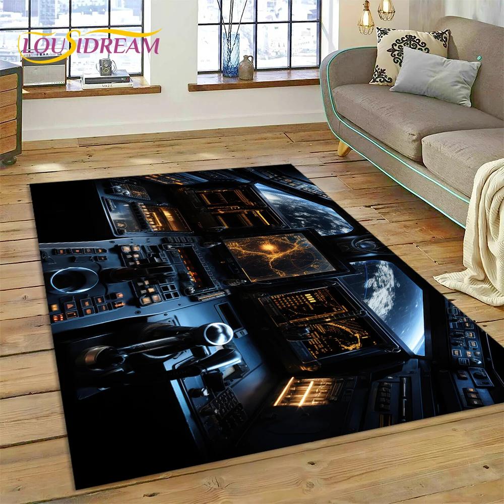 Řízení letadla Kokpit Kabina Kosmická loď Palubní deska Koberec Kobereček pro Obývací pokoj Ložnici, Protiskluzová Dekorace na Pohovku Rohožka Moto