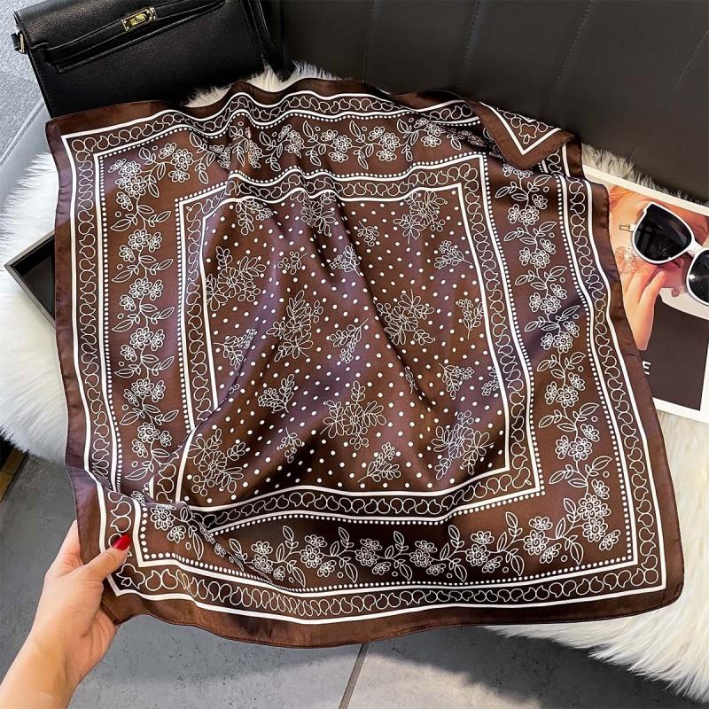 70x70cm Lightweight Silk-Look Square Scarf Women French Chic Hair Band Office Accessory Viscose 96%