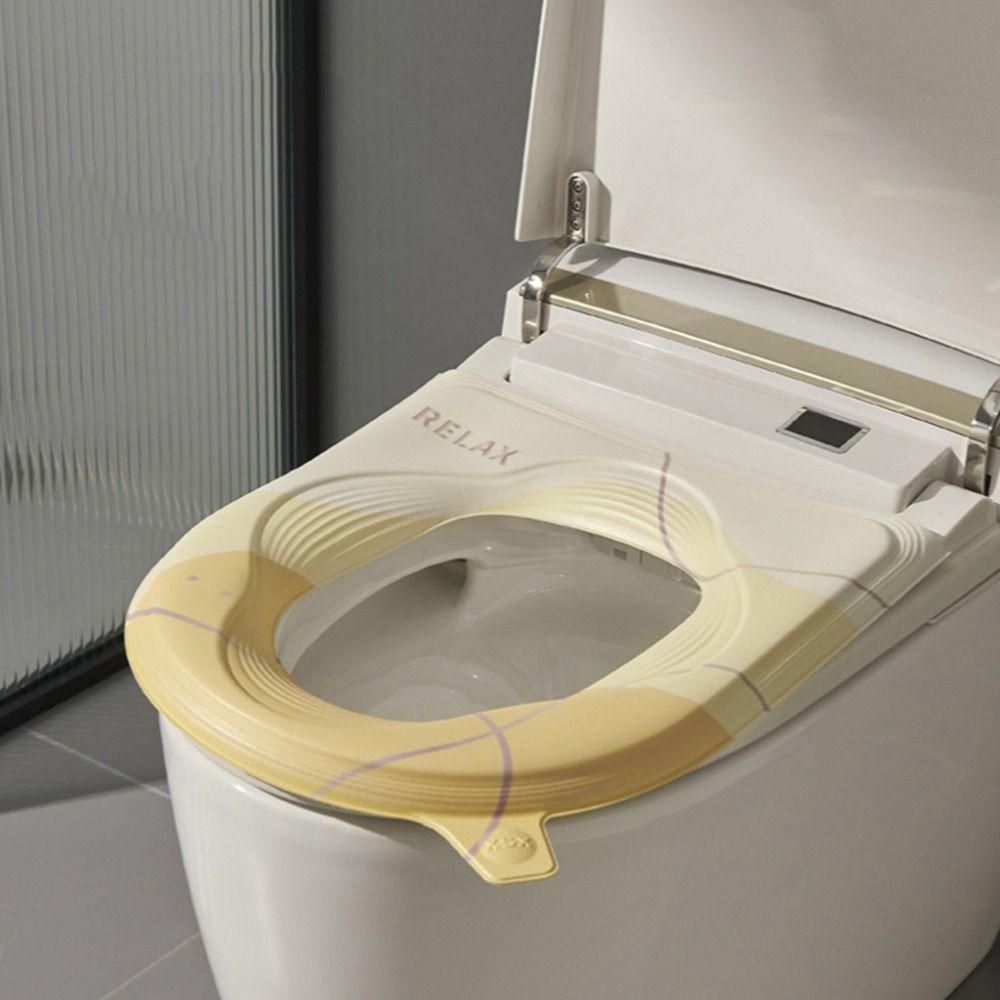 

Waterproof Toilet Cover Gasket Handle Toilet Seat Cushion Warm EVA Toilet Seat Cover Bathroom жёлтый
