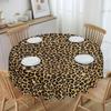 Round Oilproof Real Leopard Table Cover Sexy African Animal Fur Tablecloth for Picnic 60 Inches Table Cloth