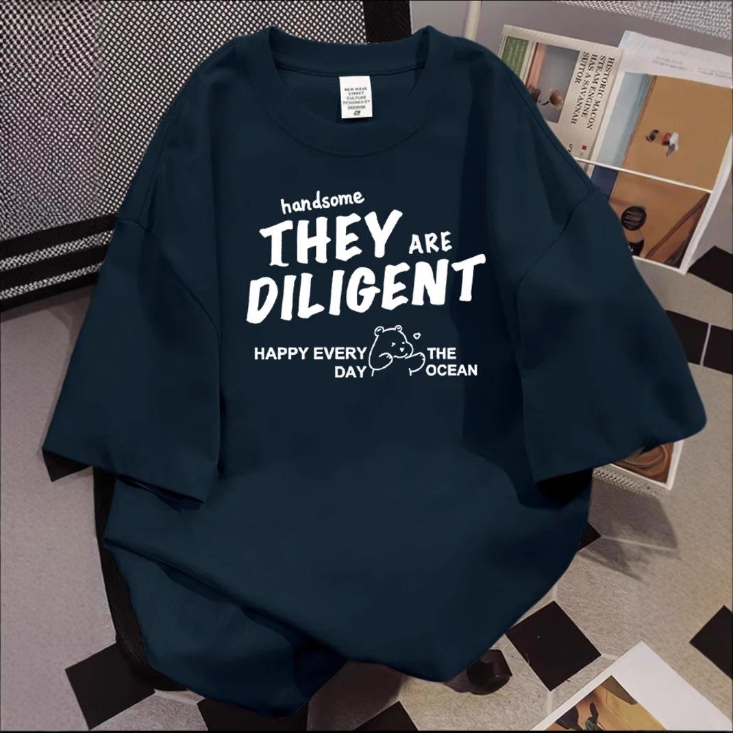 

Teenager Summer Casual Loose Oversize Short Sleeve O Neck Letter Printed Men Pullover Cotton T Shirt Top 3XL