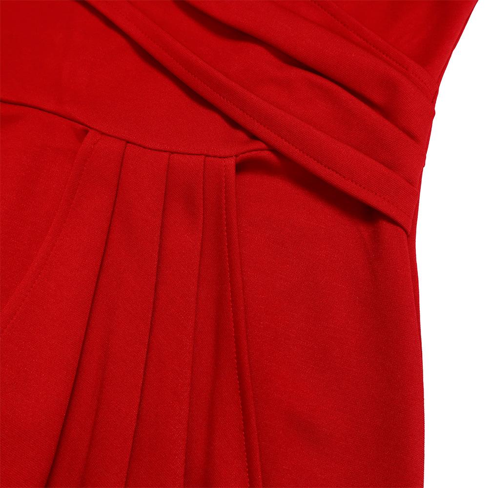 JKASHDK Abiti casual a vita alta con scollo a maniche lunghe con stampa tinta unita primavera autunno moda donna