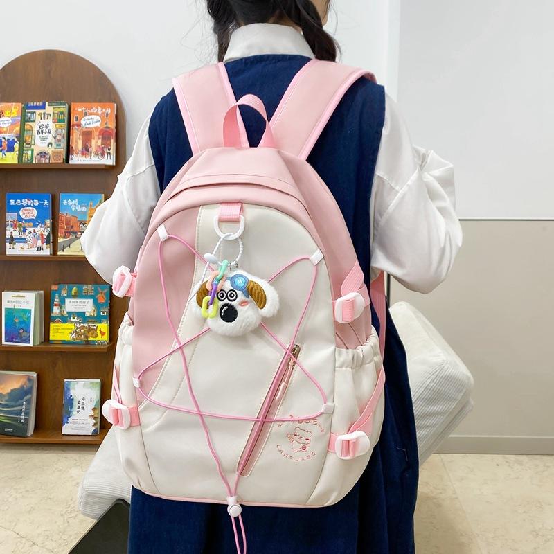 

Small fresh literary drawstring soft sister student schoolbag spring and summer new large-capacity junior and high school backpack розовый