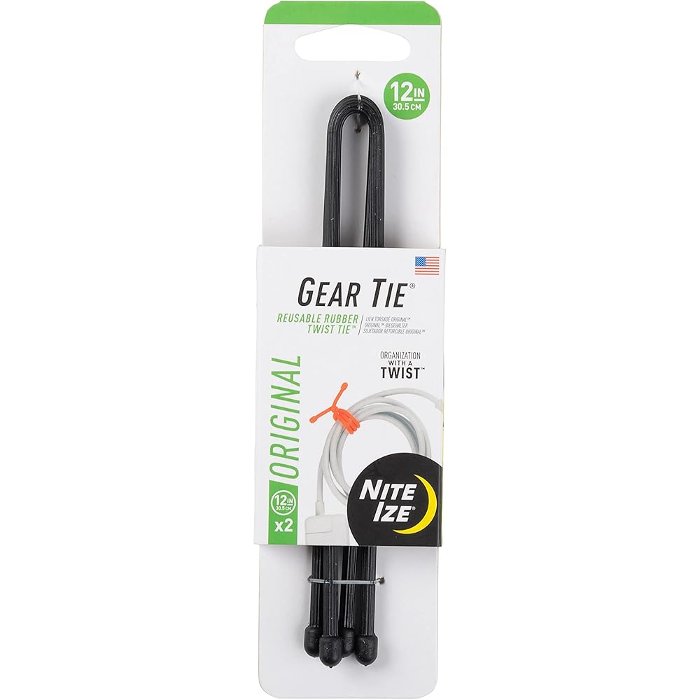 

Nite Ize Gear Tie 12 дюймов Черный 2 шт. Гибкие завязки-скрутки