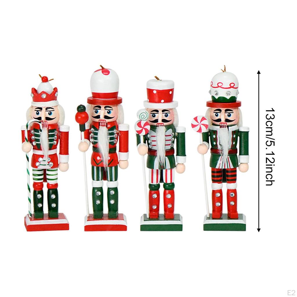 4Pcs Christmas Decoration Wooden Nutcracker Figures Family Friend Desktop Office Home Decor