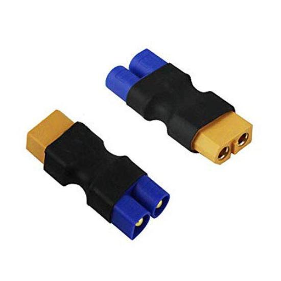 FLY RC 4-Piece XT60 Female Connector Plug To EC3 Male Plug Adapter for LiPo (XT60 Female To EC3 Male)