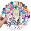 50pcs Waterproof Jellyfish Marine Life Watercolor Graffiti Stickers for Phone Cases and Luggage