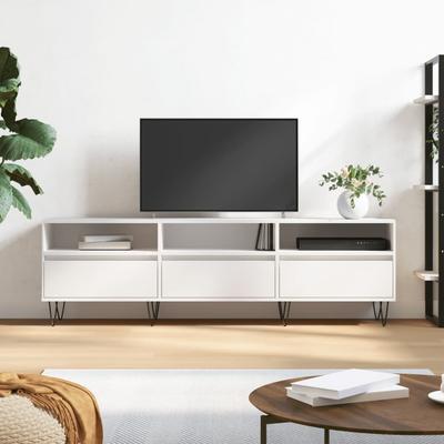 Vidaxl TV Cabinet, White, 150X30X44.5 Cm, Wood-Based Material