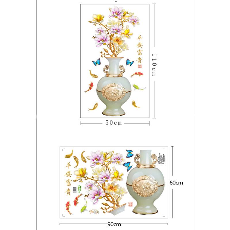 Wandaufkleber, Geprägte Vase Farbige Blume Schlafzimmer Tapete, Kreativ Selbstklebend Wasserdicht