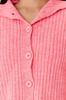 Women's Elegance Style Cardigan Pink Crop Soft Textured Stand Collar Knitwear Cardigan