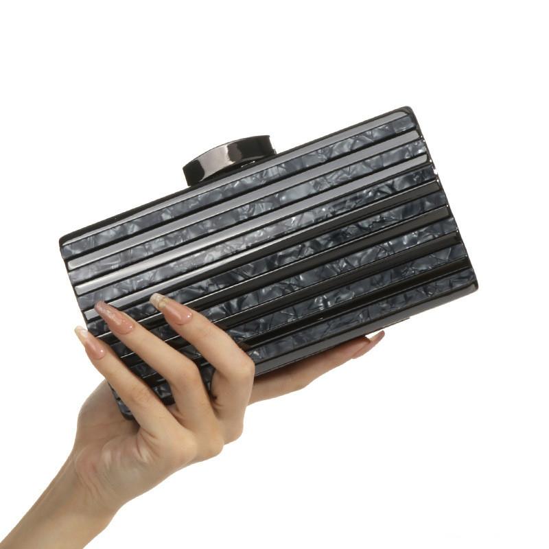 2024 New Pattern Dinner Single Shoulder Bag Satchel High Archives Banquet Hand bag Wallet Striped Acrylic Clutch Bag