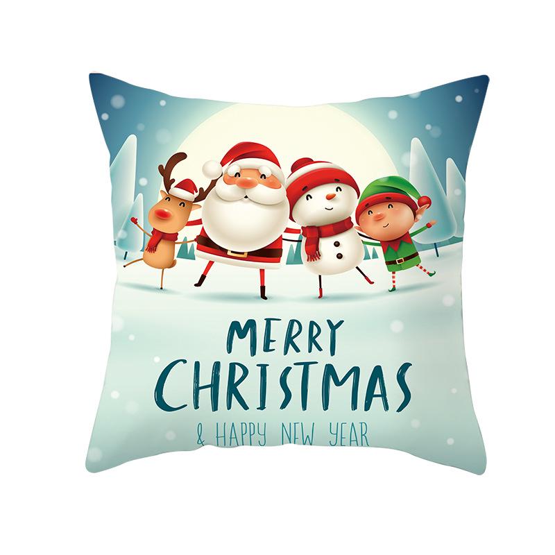 Weihnachtsmann Schneemann Elch Kissenbezug Festlich Zuhause Sofa Kissen Kissenbezug