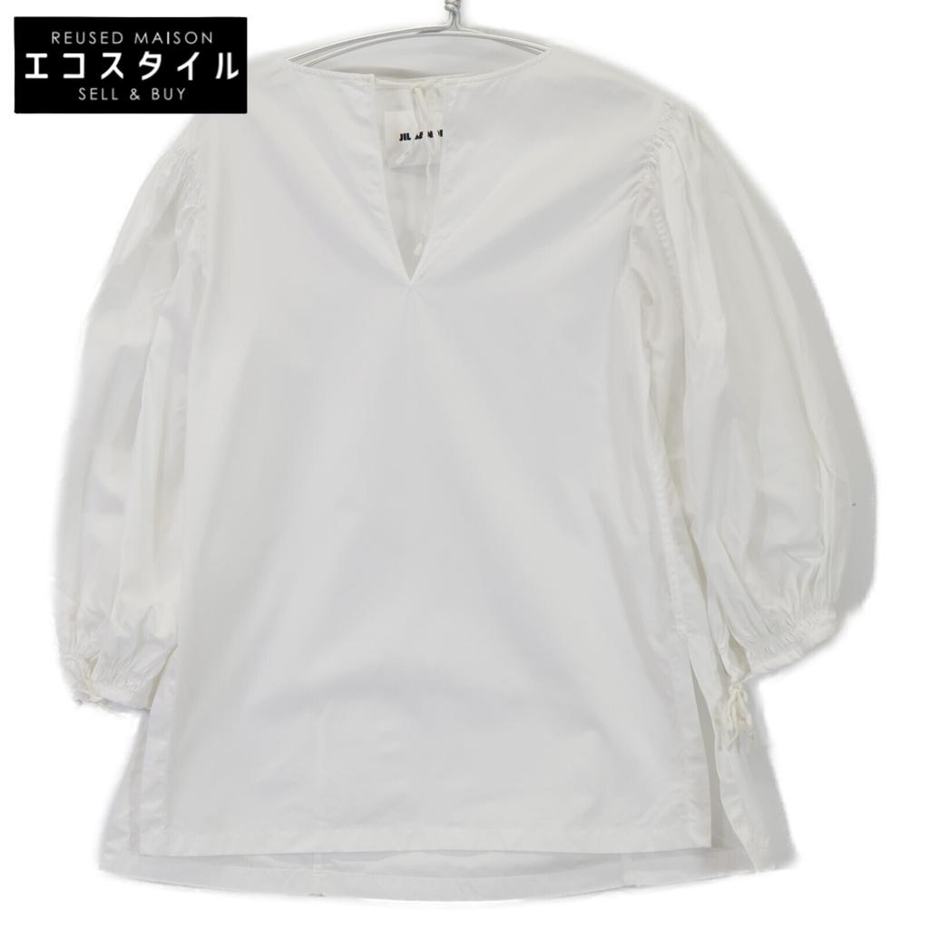 JIL SANDER JSPQ560305 White puff sleeve blouse tops 34 whiteUsed