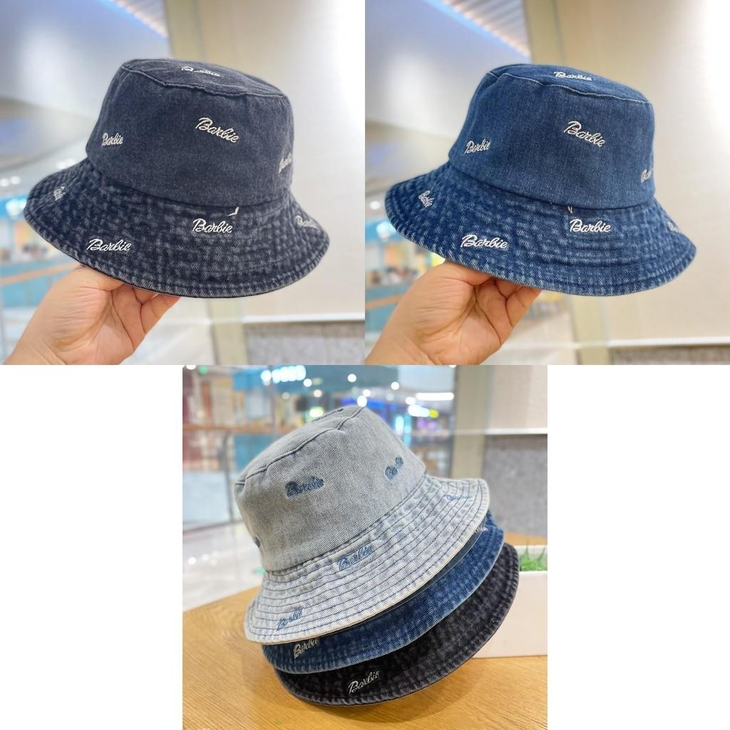 Women's Vintage Denim Fisherman Hat Spring Autumn Sun Protection Cap Adjustable Black Blue Light Blue