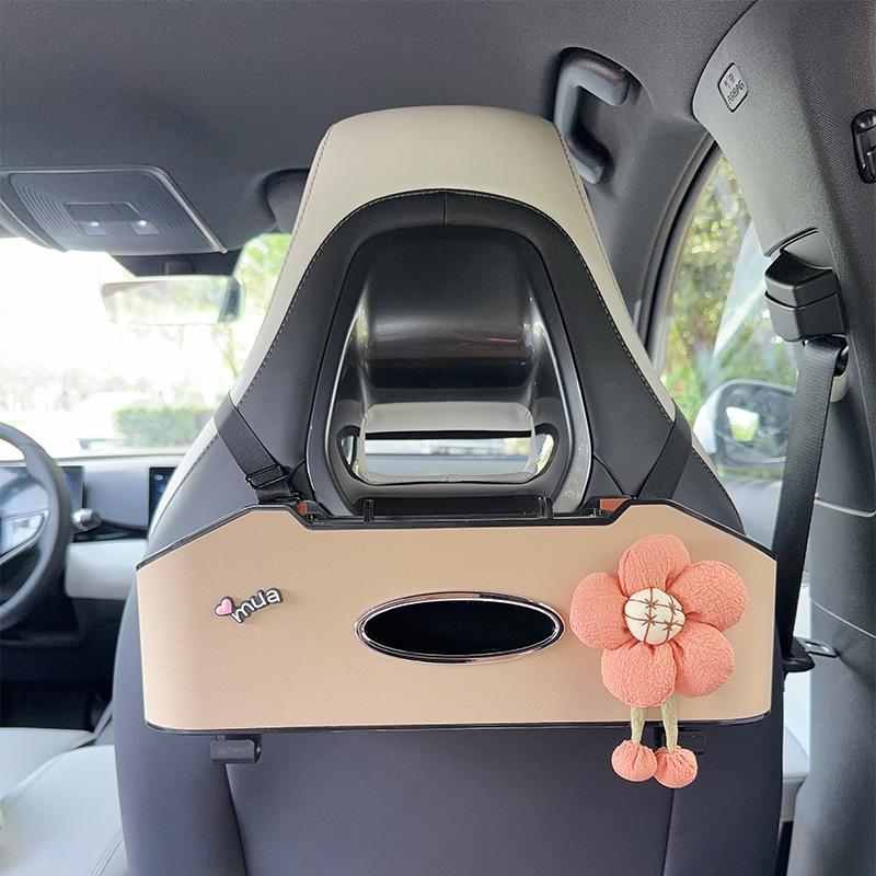 Aufbewahrungsbox für die Rücksitzlehne mit Taschentuchhalter & Getränkehalter - Multifunktionaler Organizer