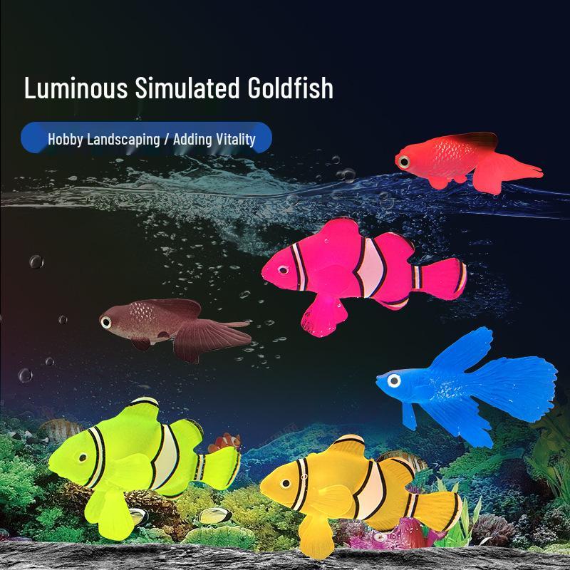 Luminous Silicone Goldfish Aquarium Floating Ornaments - Devil Fish Design Green Clownfish #10