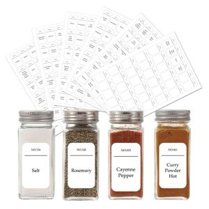 216 Pcs Self-adhesive Labels Waterproof Oil-proof Pre-printed Minimalist Style Stickers For Kitchen Spice Jar Bathroom Cleaning Supplies 6 sheets