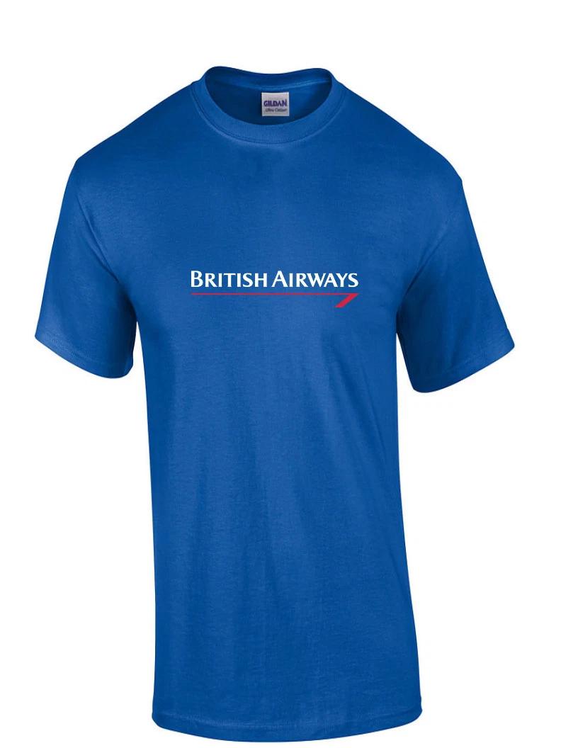 British Airways Vintage White Red Logo England Airline Royal Blue Cotton T-Shirt 4XL