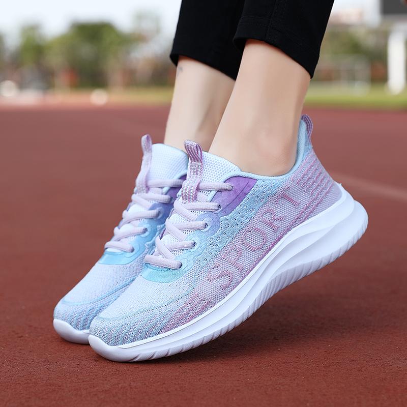 Fashion Summer Mesh Running Thick Soled Lace Up Comfortable Training Breathable Tennis Shock-absorbing Vulcanized Shoes Large Size