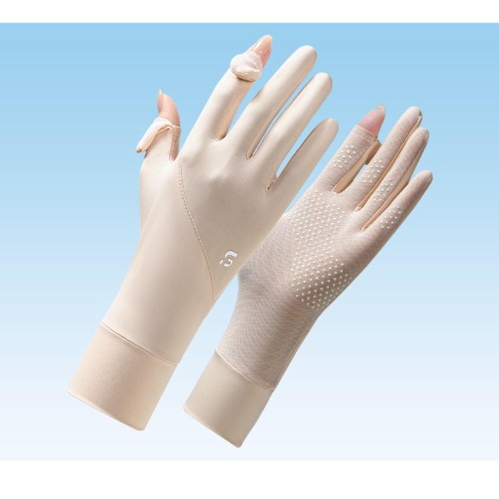 Thin Women Sunscreen Gloves Ice Silk Cycling Driving Gloves  Running Sports