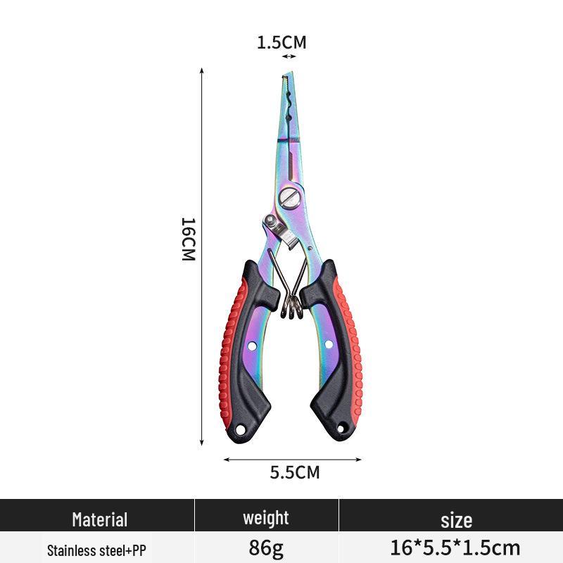 Premium Titanium-Coated Stainless Steel Multi-Functional Fishing Pliers with Lure Scissors