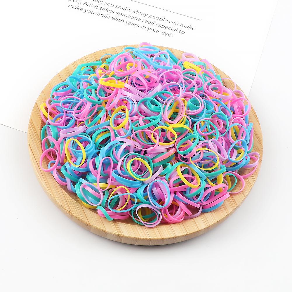 500pcs/bag Girls Small Disposable Rubber Bands Colourful Elastic Hair Ties Headband for Kids Baby Holder Gifts Hair Accessories