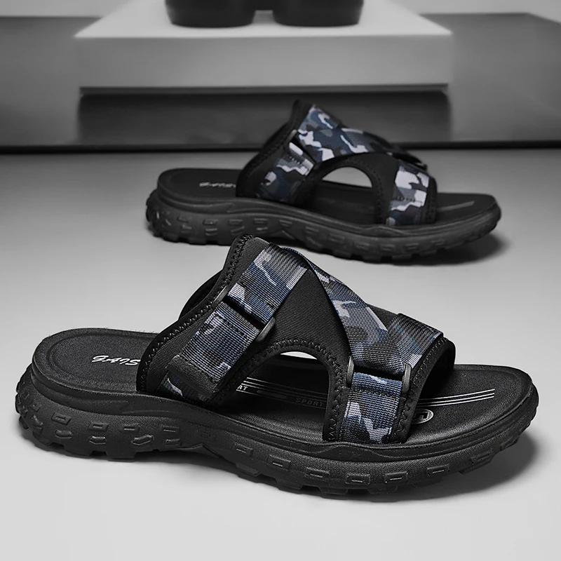 Men's Summer Slippers Thick Bottom Hard-wearing Shoes Men Sandals Outdoor Mens Slip-on Casual Beach Slides High Quality