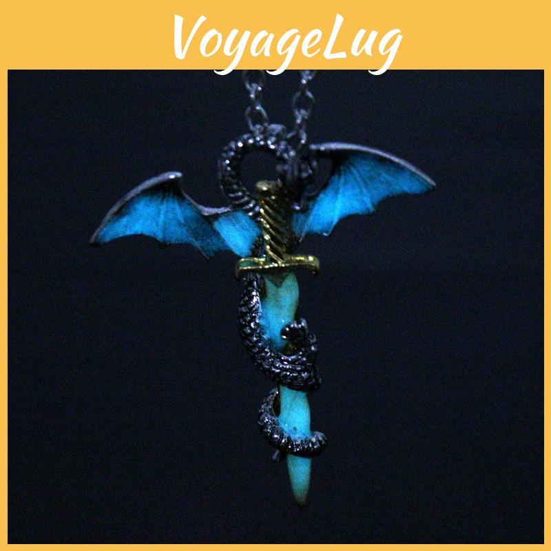 Luminous Winged Dragon Animal Gold Necklace With Alloy Pendant For Fashion And Gifts