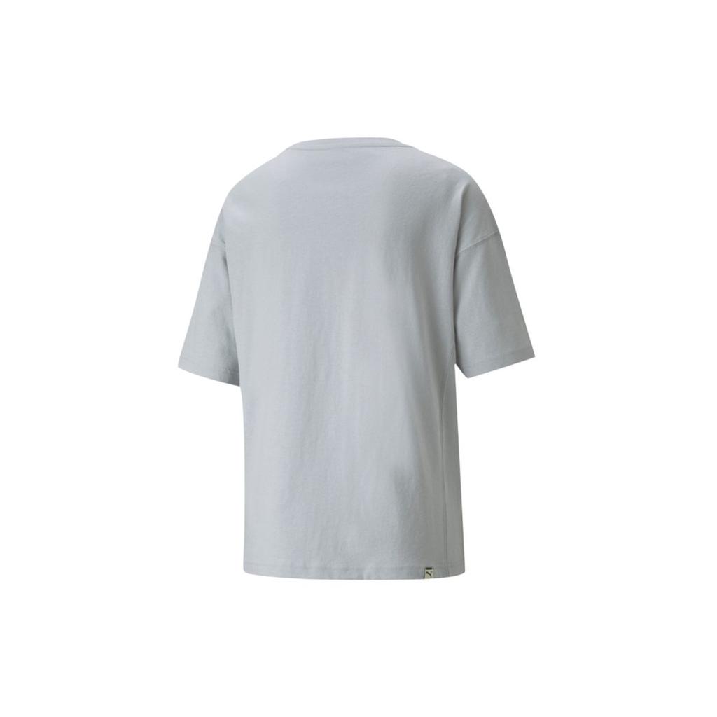 Puma Downtown Graphic Casual Sports Round Neck Short Sleeve T-Shirt Women Tops Grey Blue 533050-71