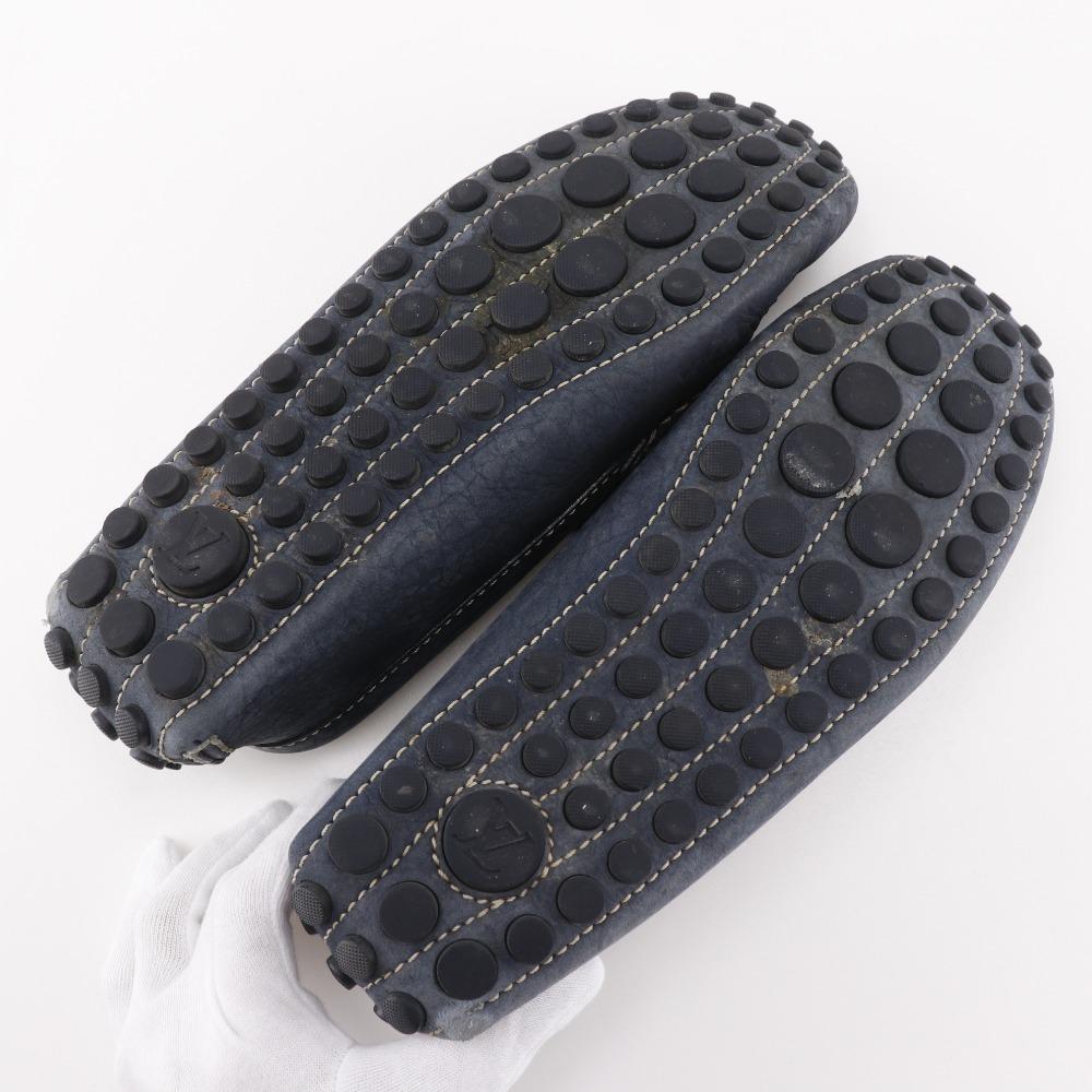 Louis Vuitton Monte Carlo Moccasin Driving Shoes Navy Blue Suede Mens Used