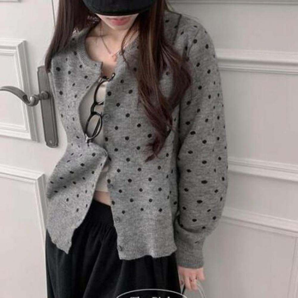 The Pink Women S Dot Knit Cardigan
