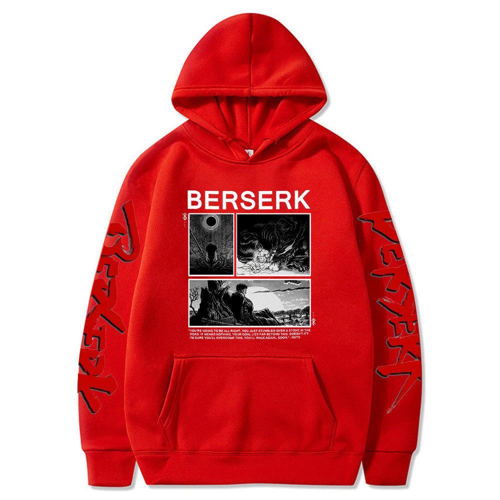 Japanese Anime Berserk Guts Print Manga Hoodie Fashion Autumn Winter Fleece Streetwear Tops