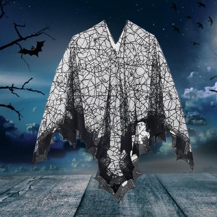 Halloween Webs Shawl Poncho for Women Lady Dark Shawl Proms Sexy Lace
