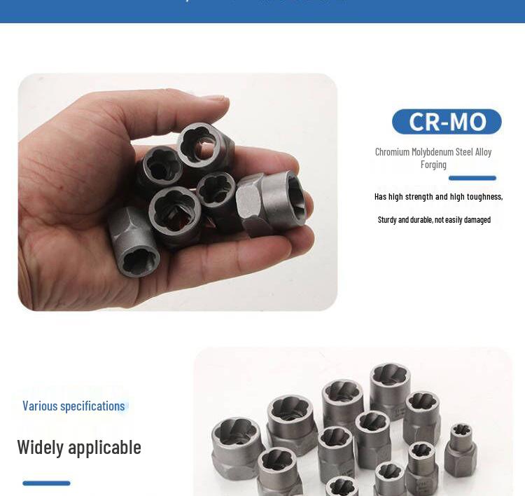 26-Piece Damaged Nut & Screw Extractor Tool Set - Chrome Molybdenum Steel