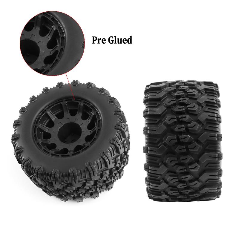 12mm Hex RC Wheels and Tires 2.8" Preglued Upgrades Wheels and Tires for 1/10 RC Truck Car Slash 4x4 2WD Rustler, Stampede