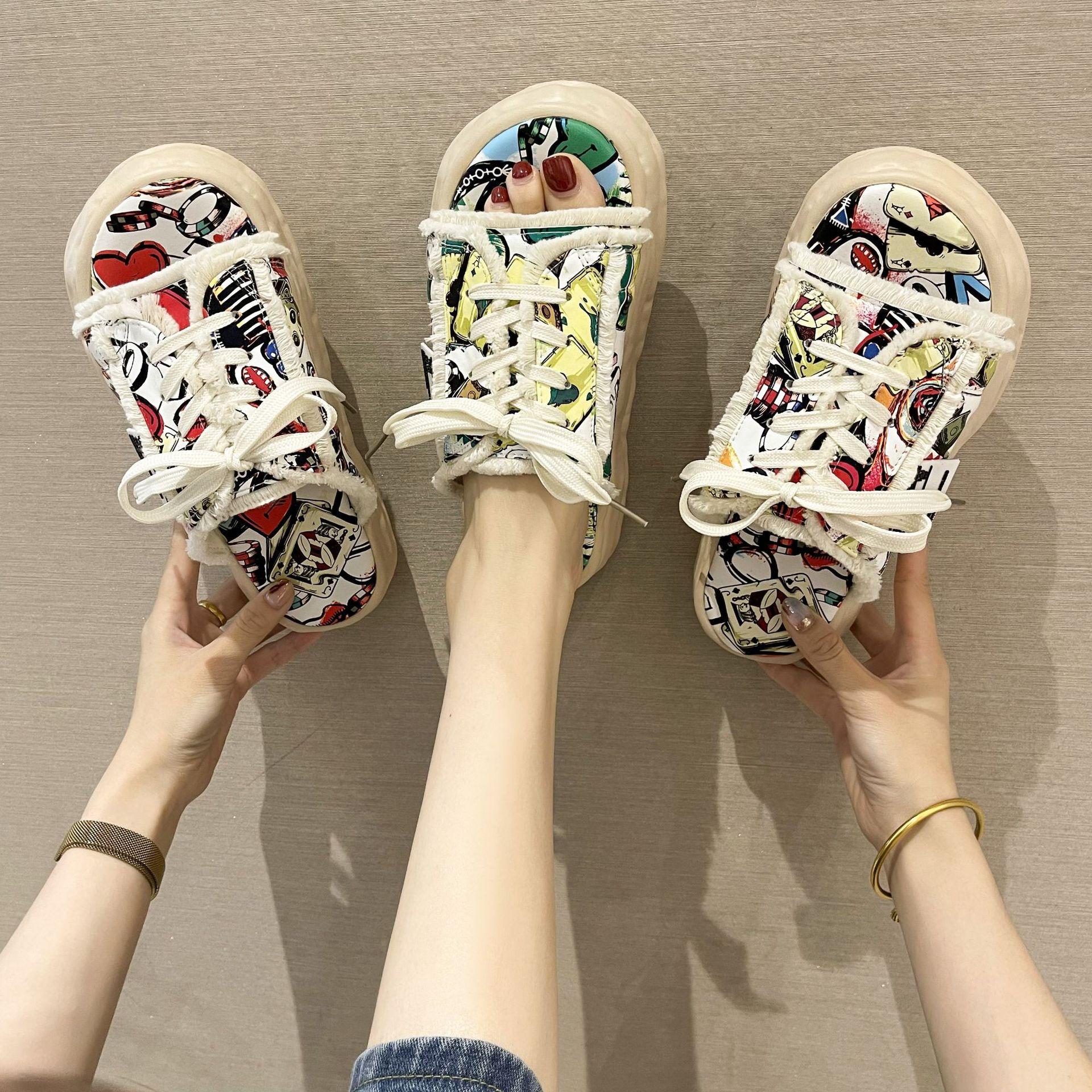 Дизайнерские летние женские тапочки на платформе — фото 3