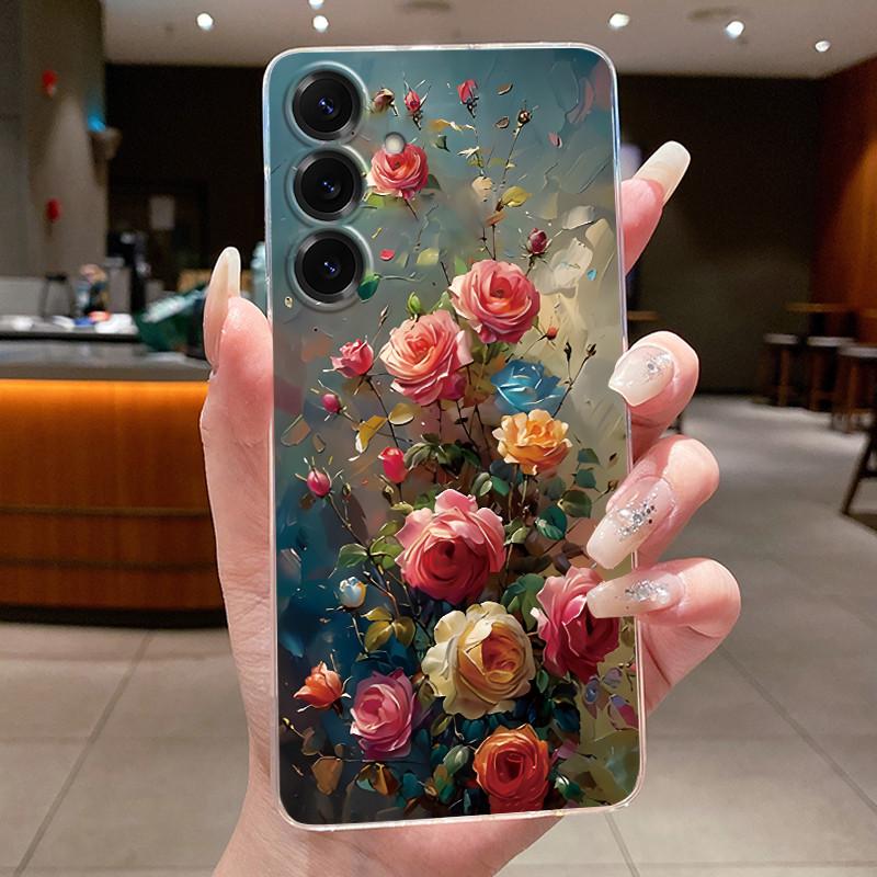 For Samsung S25 FE Case Luxury Butterfly Flower Silicone Soft Cover For Samsung S25FE S24 FE Transparent Protective Phone Cases